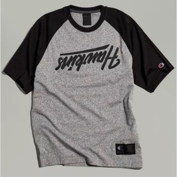 Champion X Netflix Stranger Things Raglan Tee Grey Black T-Shirt Men's Small S - Picture 1 of 5